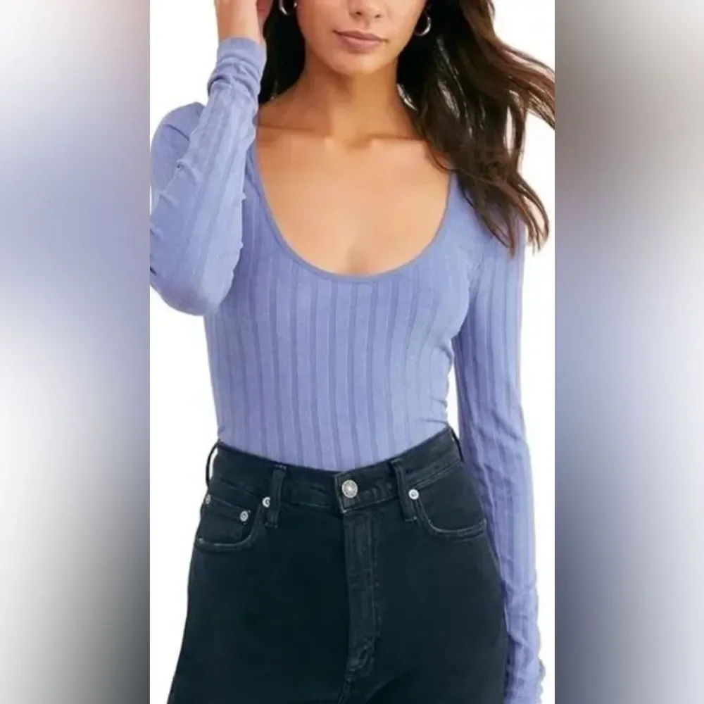 Free People Intimately Lucky You Scoop Neck Flat Rib Top Layering Top Sz M/L EUC